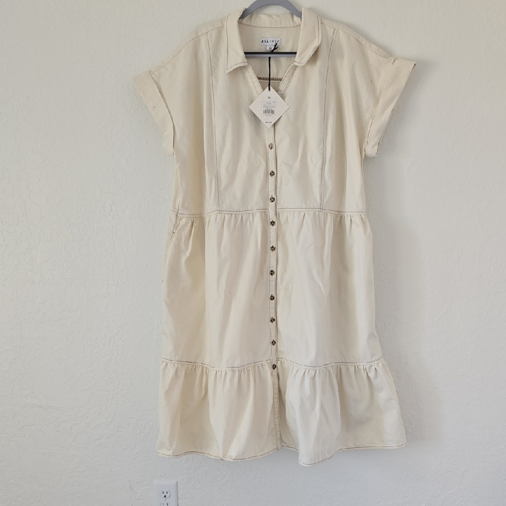 NWT Ava & Viv Cream Denim Dress Size 3x